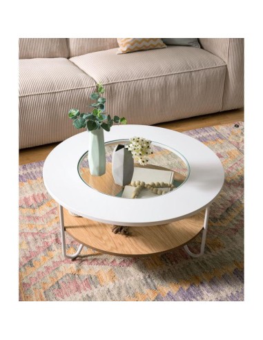 ovni - table basse ronde ovni 80x40 oak