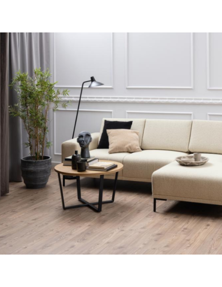 cruzar - table basse ronde cruzar 77x44 mdf noir pds metal