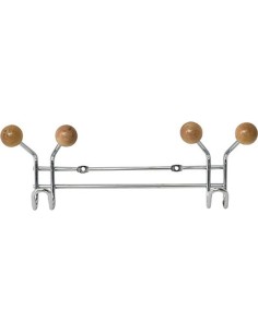 patere metal 2 crochets a fixer decoration bois - chrome/bois