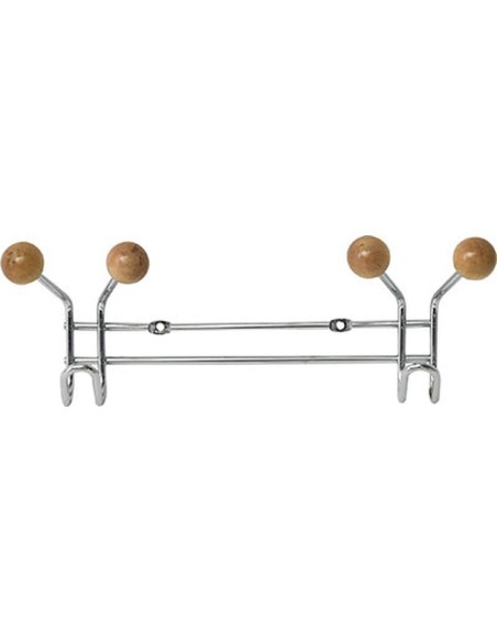 patere metal 2 crochets a fixer decoration bois - chrome/bois