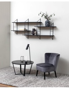 cruzar - table basse ronde cruzar 77x44 mdf ash bois pds metal