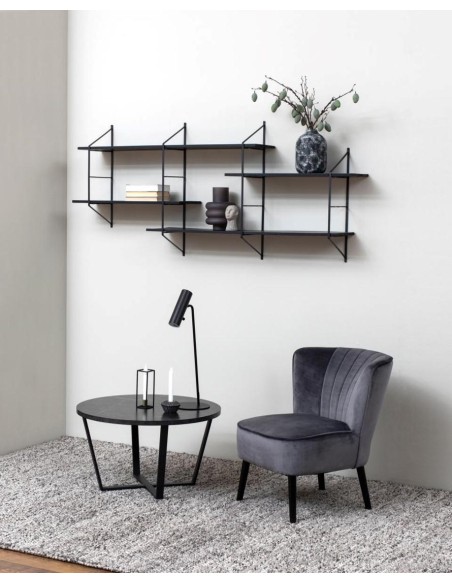 cruzar - table basse ronde cruzar 77x44 mdf ash bois pds metal