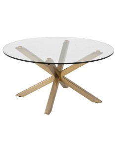 xylo - table basse ronde en verre xylo 82x40 pds metal doree