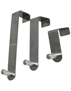 9690102 - set 3 pateres acier inoxydable pour porte - chrome