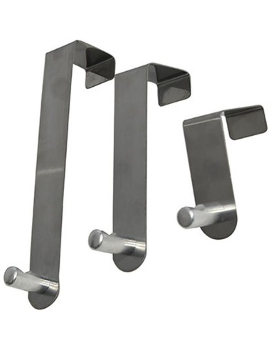 9690102 - set 3 pateres acier inoxydable pour porte - chrome