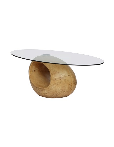 table basse ronde verre kae 120x70x40cm pds ciment