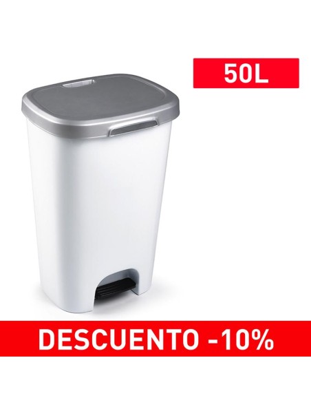 1214412-poubelle avec pedale 50l argent