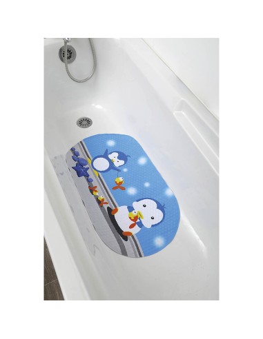 721225 - fond de baignoire imprime pingouin pvc/polyester 69x39 cm - enfantine