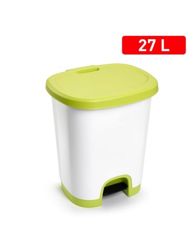 1203939-poubelle a pedale 27 l vert-jaune