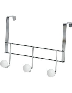 9000100 - patere metal 3 crochets resine blanche - chrome/blanc