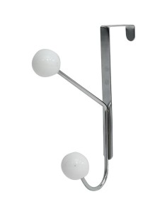 patere metal 2 crochets resine blanche - chrome/blanc