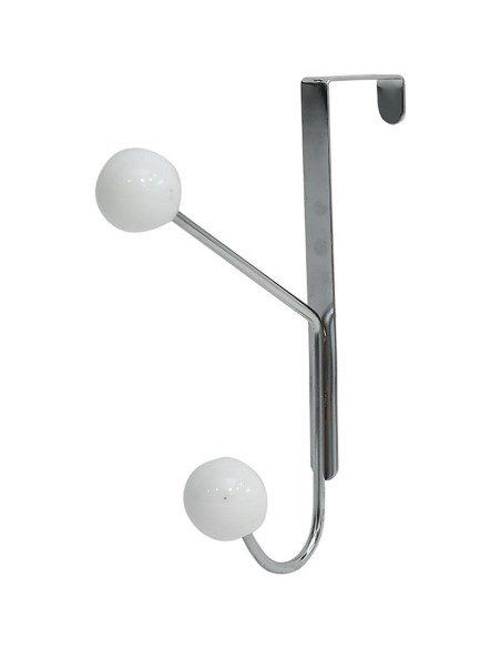 patere metal 2 crochets resine blanche - chrome/blanc