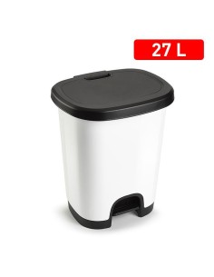 1206201 - poubelle avec pedale black 27 l blanc