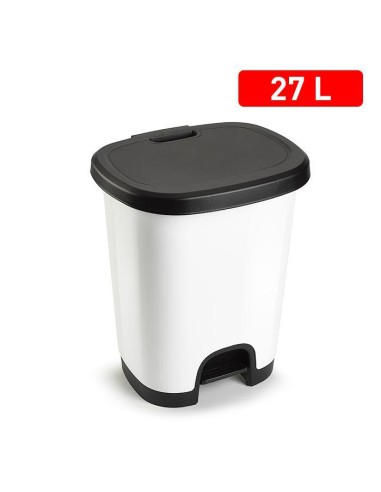 1206201 - poubelle avec pedale black 27 l blanc