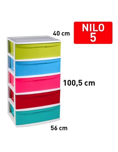 1223458 - bloc de rangement nilo 5 tiroirs blancolor
