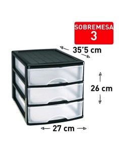 1112402 - bloc de rangement bureau 3 tiroirs noir