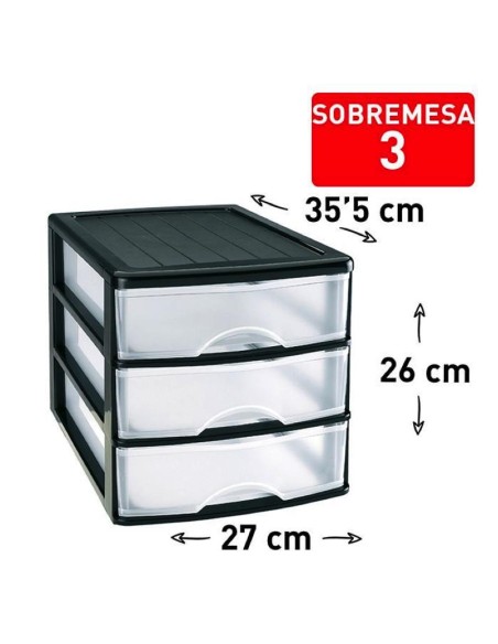 1112402 - bloc de rangement bureau 3 tiroirs noir