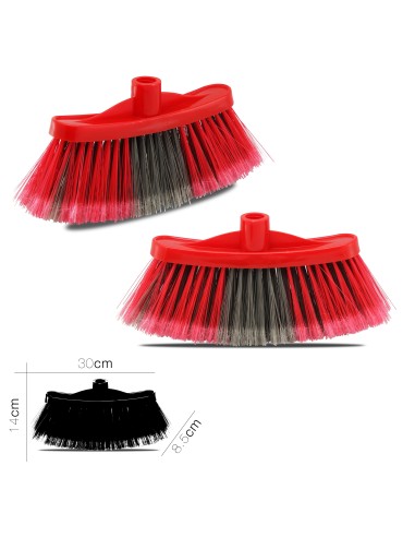 balai coral rouge (ss manche) 30 x 8.5 x h 14 cm