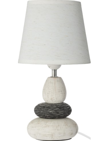 161706-lampe ceramique 3 galets "clary" ivoire h.33