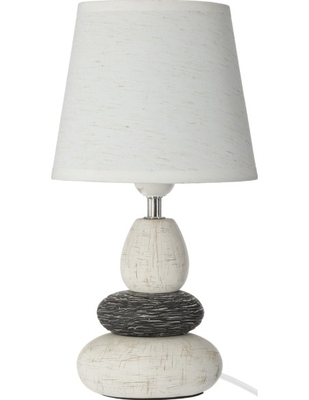 161706-lampe ceramique 3 galets "clary" ivoire h.33