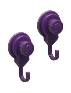 set de 2 crochets promo pp sur ventouses - aubergine