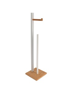 reserve et derouleur papier wc bambou - blanc/bambou
