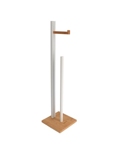 reserve et derouleur papier wc bambou - blanc/bambou