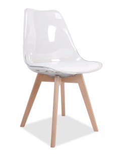 chaise moon transparent assise noir pied bois