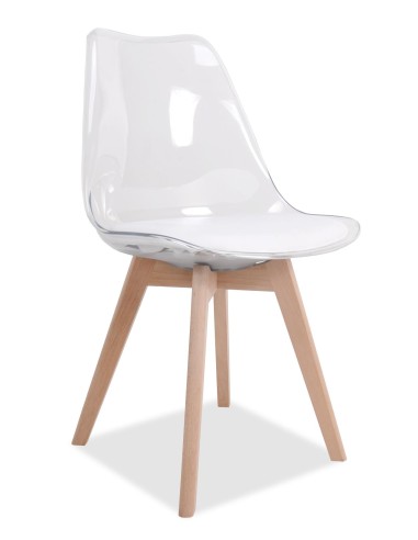 chaise moon transparent assise noir pied bois