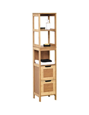 9901195 - colonne bambou et mdf 2 tiroirs/3 etageres - mahe