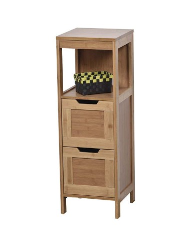 9902195 - meuble bas bambou et mdf 2 tiroirs/1 etagere - mahe