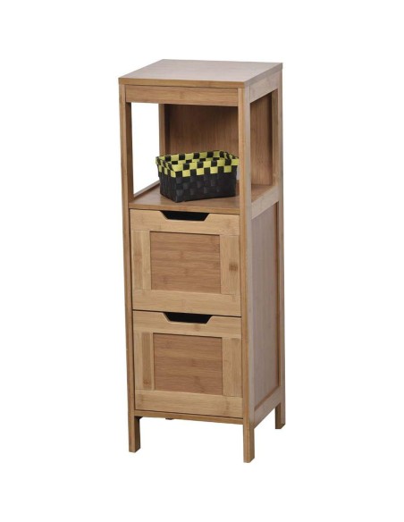 9902195 - meuble bas bambou et mdf 2 tiroirs/1 etagere - mahe