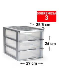 1112412 - bloc de rangement bureau 3 tiroirs argent