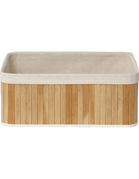 847419503 - corbeille rectangulaire gm bambou 40x28x16 cm - bambou/tissu lin