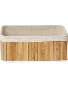 847419504 - corbeille rectangulaire mm bambou 37x25x15 cm - bambou/tissu lin