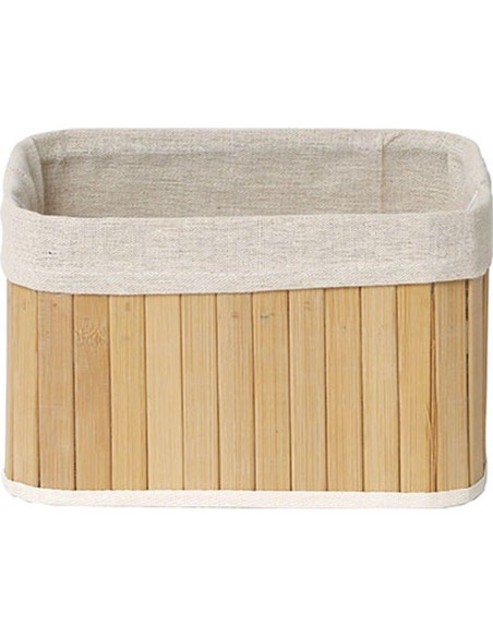 847419505 - corbeille rectangulaire pm bambou 22x16x14 cm - bambou/tissu lin
