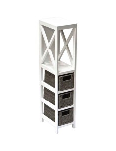 9892208 - meuble mdf blanc 1 etagere + 3 paniers papier tresses - blanc/gris