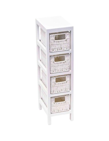 9893100 - meuble mdf/paulownia blanc 4 paniers papier tresses - blanc