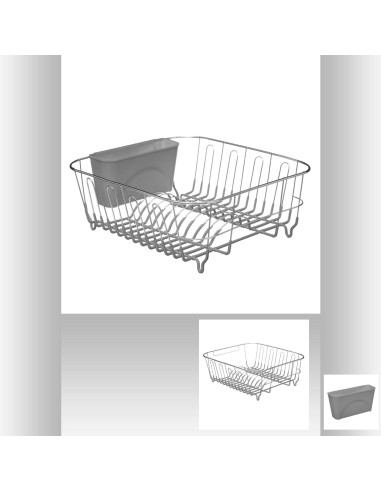 115191b - egouttoir 1niv met+pvc gris L. 37 x P. 33 x H. 13,5 cm