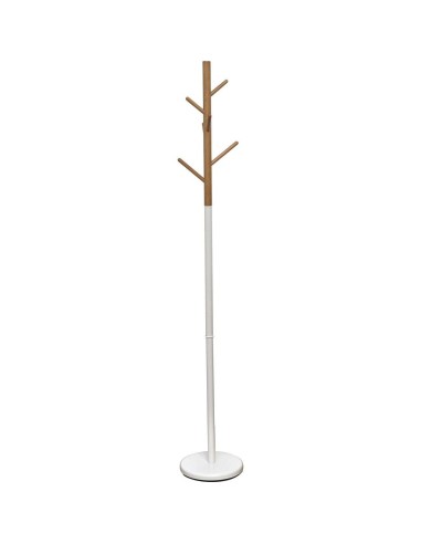 96113213 - porte manteaux metal et bois - blanc/naturel