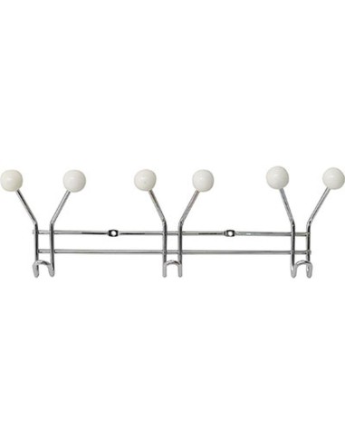 9635100 - patere metal 3 crochets a fixer decoration resine blanche - chrome/bla