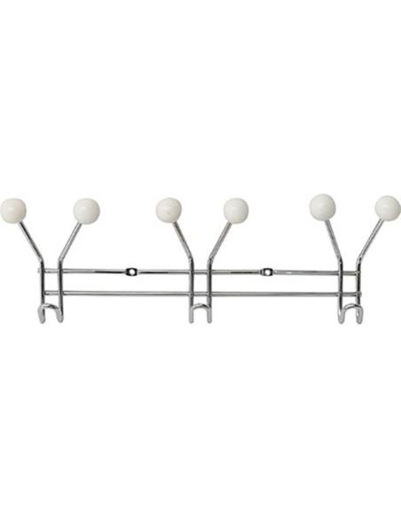 9635100 - patere metal 3 crochets a fixer decoration resine blanche - chrome/bla