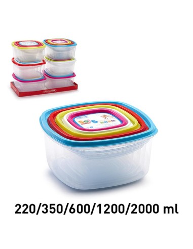 11859-lot de 5 bo&icirc:tes alimentaires carr&eacute:es urban