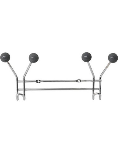 9637180 - patere metal 2 crochets a fixer decoration resine grise - chrome/gris