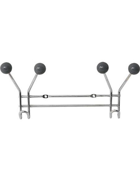 9637180 - patere metal 2 crochets a fixer decoration resine grise - chrome/gris