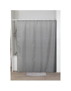 rideau de douche polyester 180x200 cm/12 anneaux pp - gris