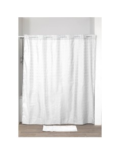 1207100 - rideau de douche polyester avec oeillets integres 180x200 cm - blanc