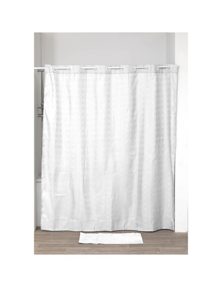 1207100 - rideau de douche polyester avec oeillets integres 180x200 cm - blanc