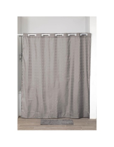 1207165 - rideau de douche polyester avec oeillets integres 180x200 cm - taupe