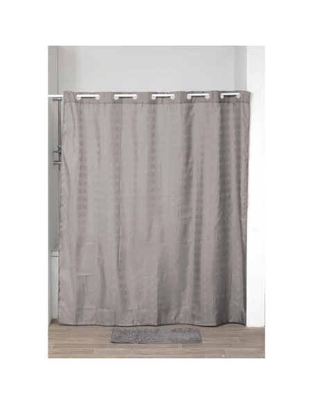 1207165 - rideau de douche polyester avec oeillets integres 180x200 cm - taupe